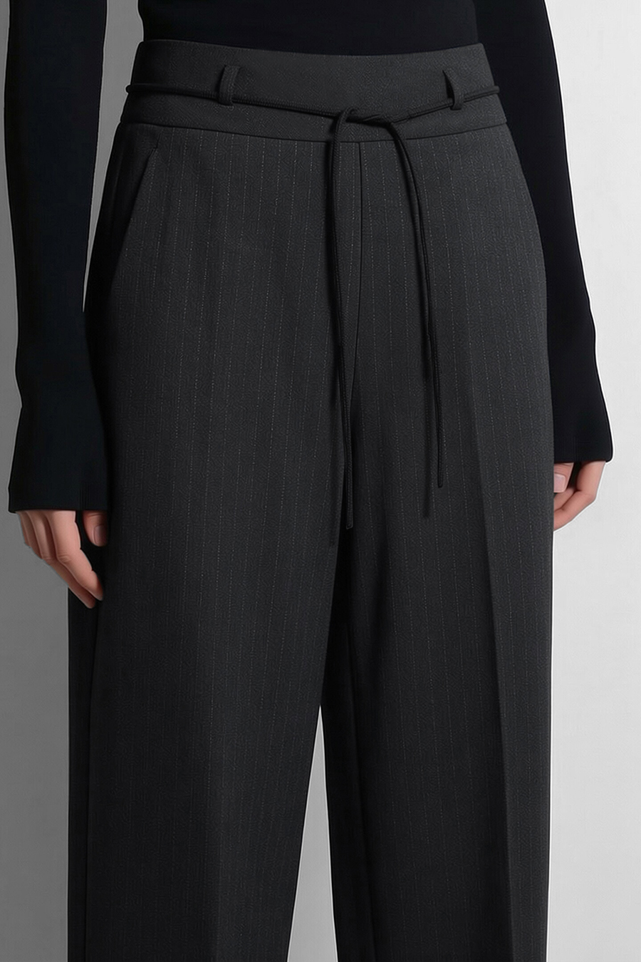 Striped Wide Leg Casual Pants | AMII