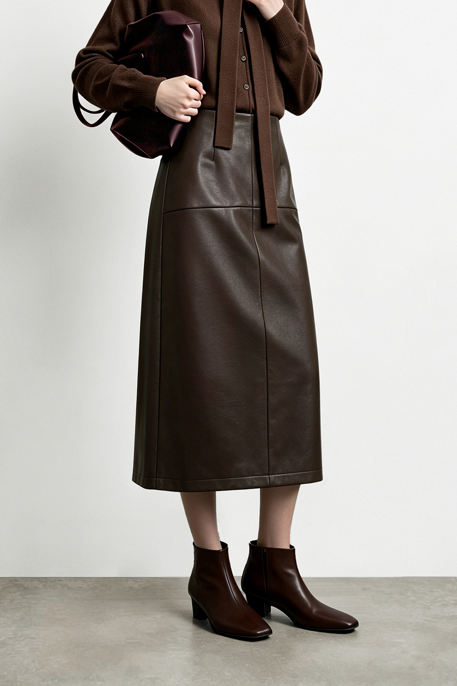 Eco Leather Midi Skirt | AMII