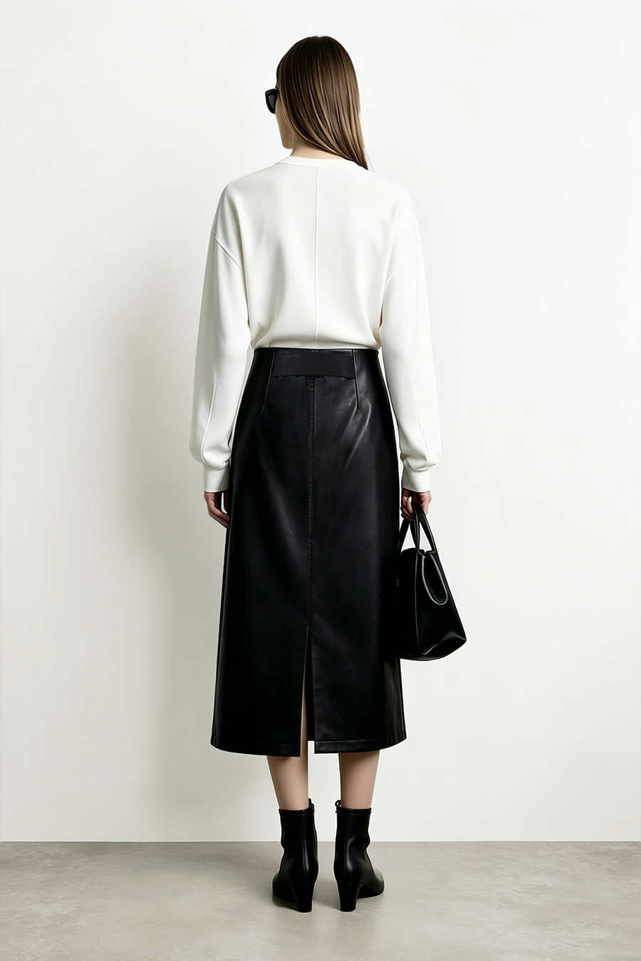 Eco Leather Midi Skirt | AMII