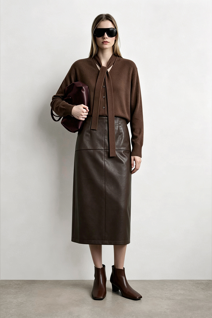 Eco Leather Midi Skirt | AMII