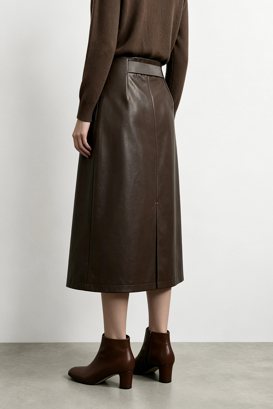 Eco Leather Midi Skirt | AMII