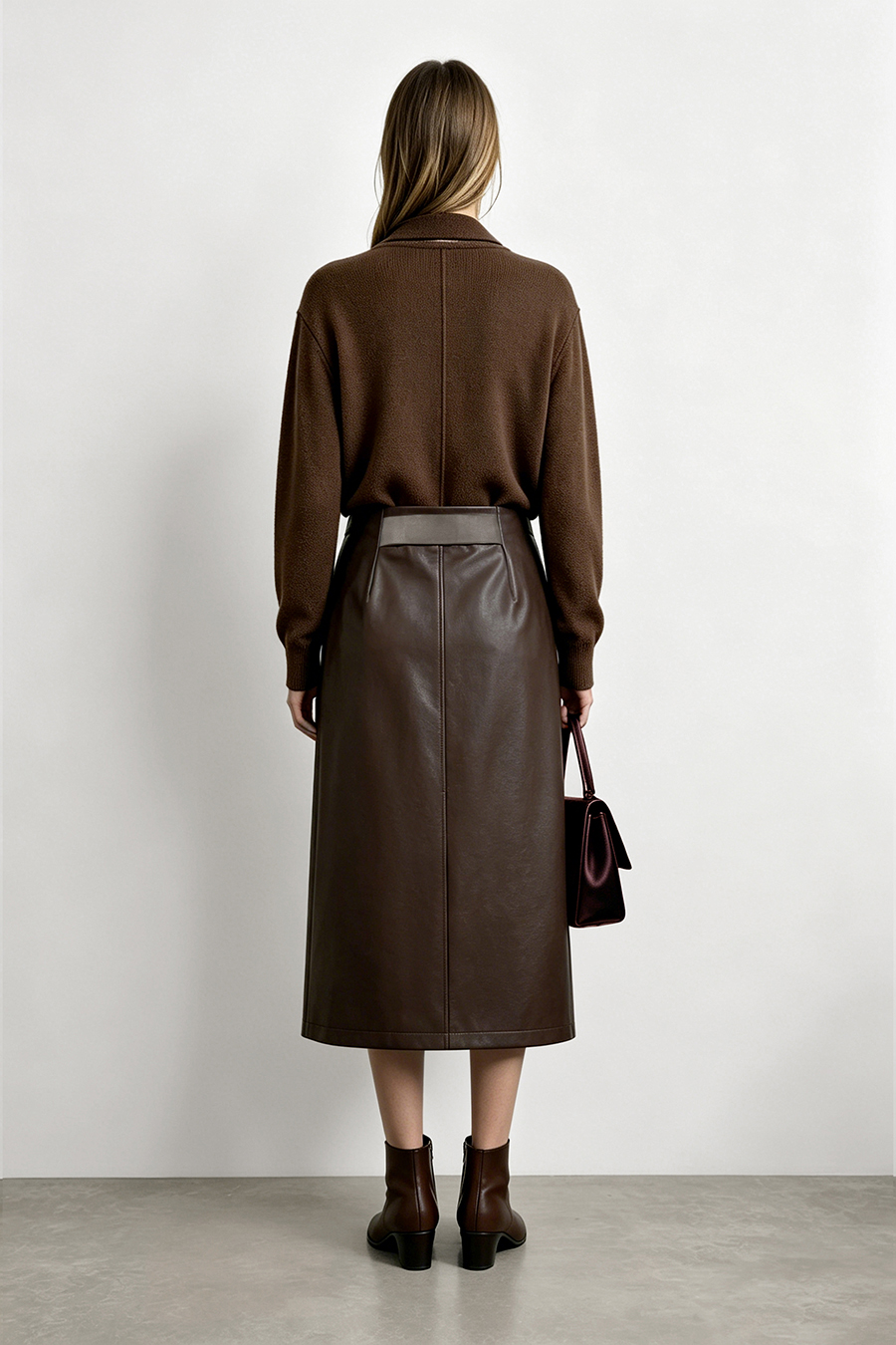 Eco Leather Midi Skirt | AMII