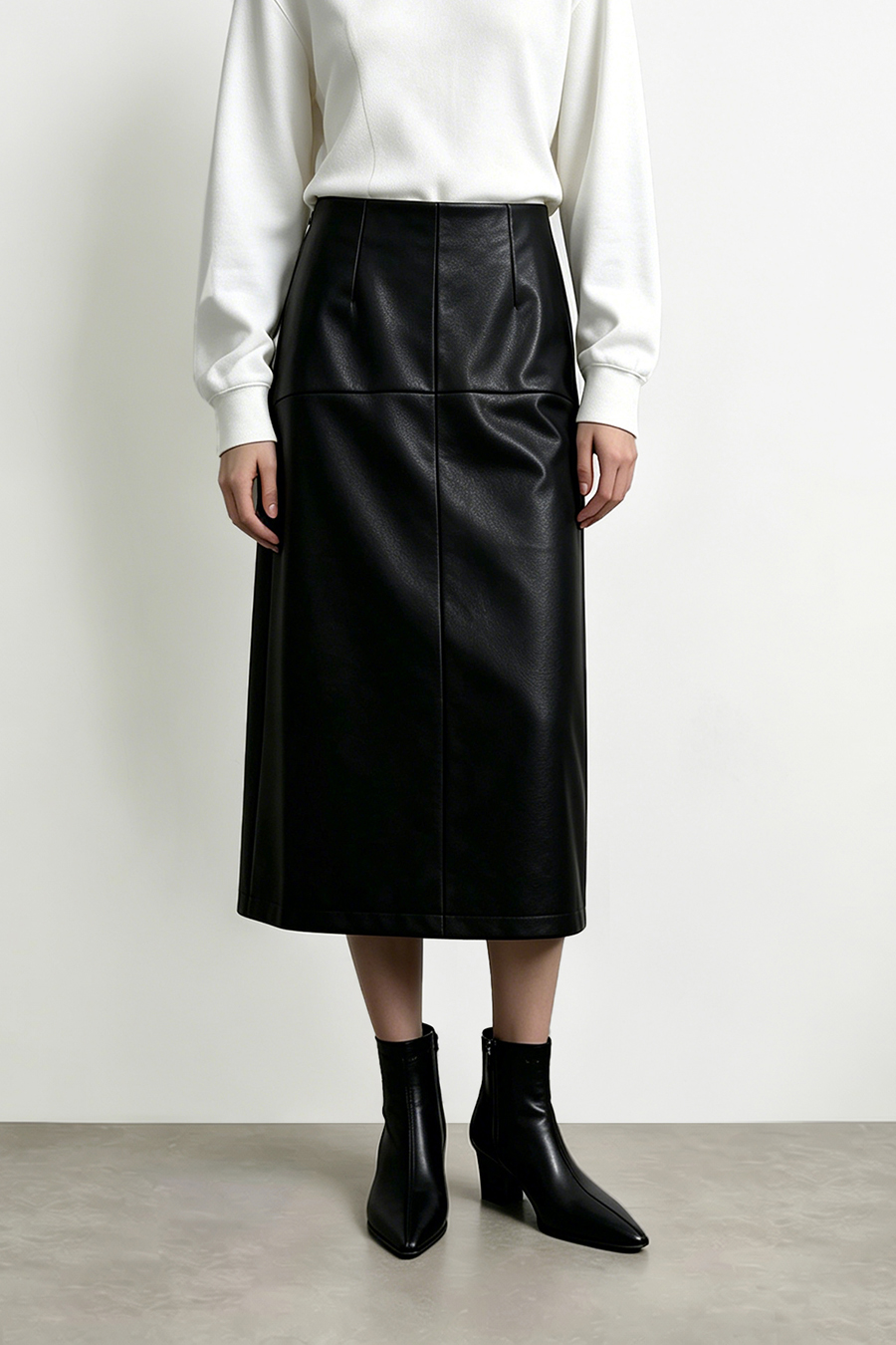 Eco Leather Midi Skirt | AMII
