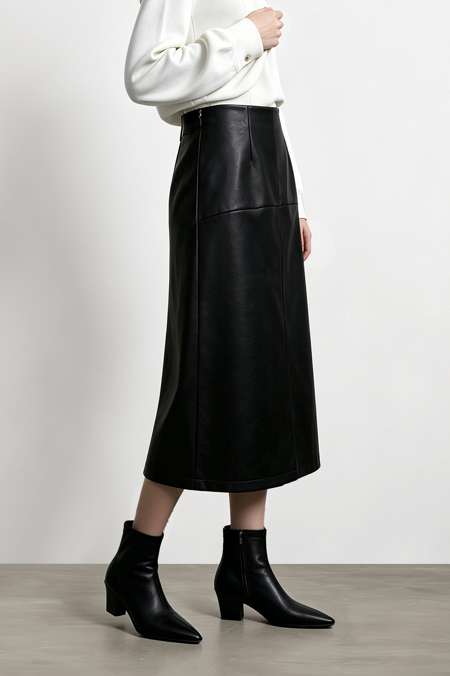 Eco Leather Midi Skirt | AMII