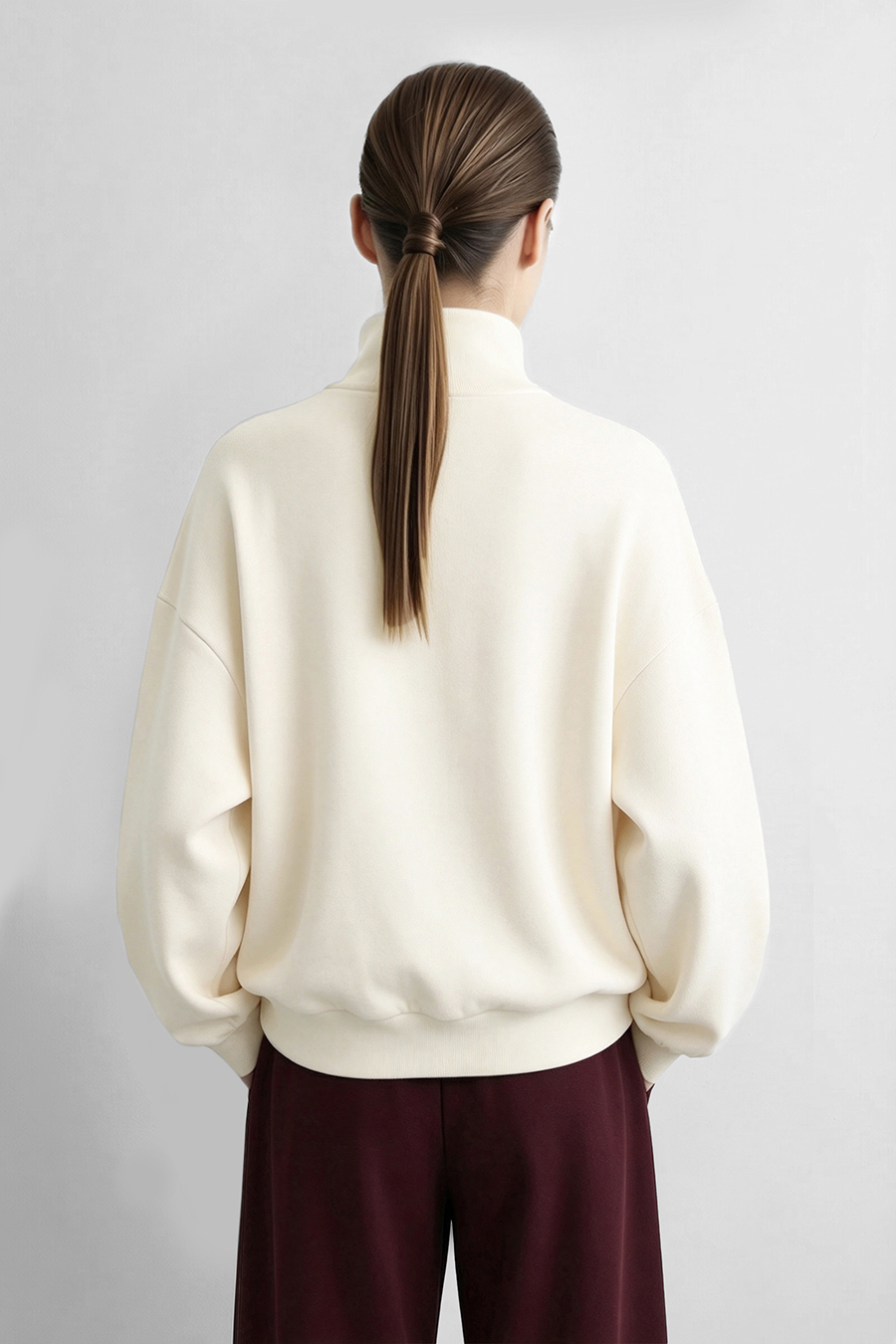 Color‑Block Geometric Embroidery Hoodie|AMII