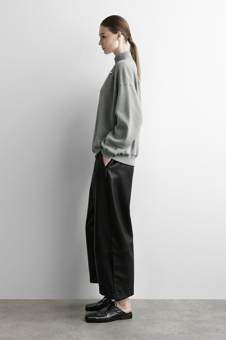 Color‑Block Geometric Embroidery Hoodie|AMII
