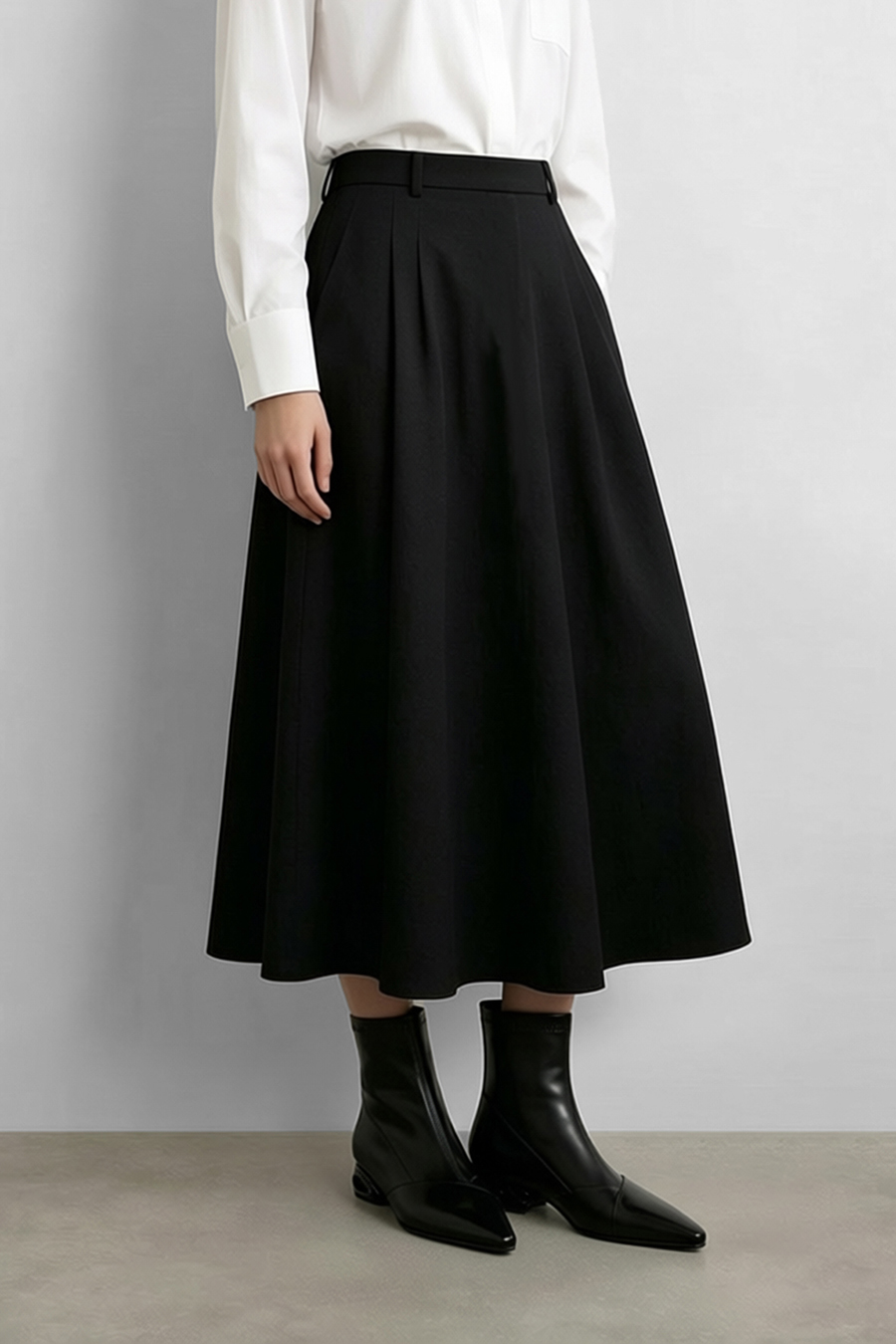 Cotton A-Line Midi Skirt | AMII