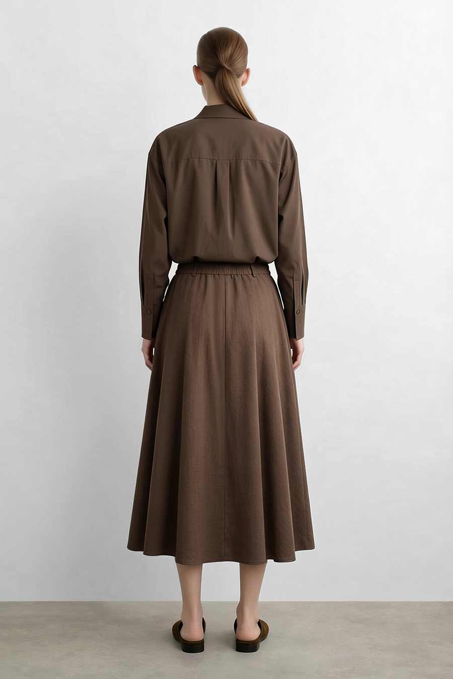 Cotton A-Line Midi Skirt | AMII