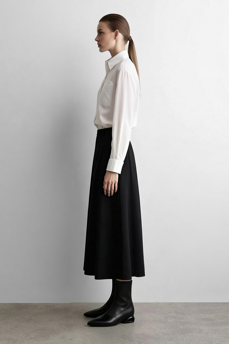 Cotton A-Line Midi Skirt | AMII