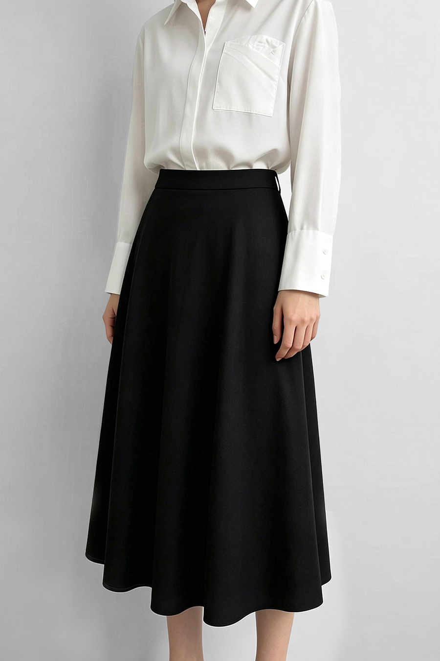 Cotton A-Line Midi Skirt | AMII