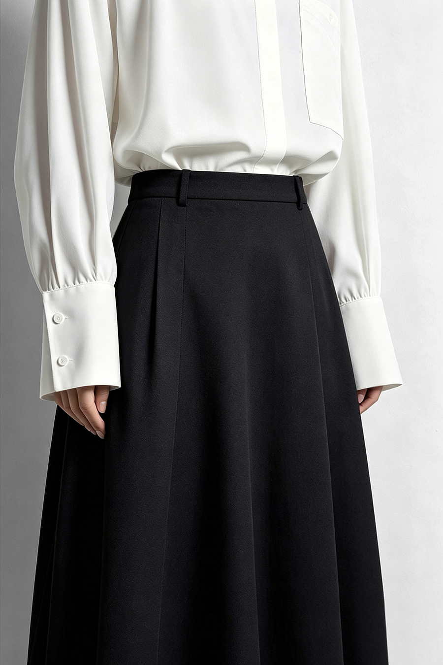Cotton A-Line Midi Skirt | AMII