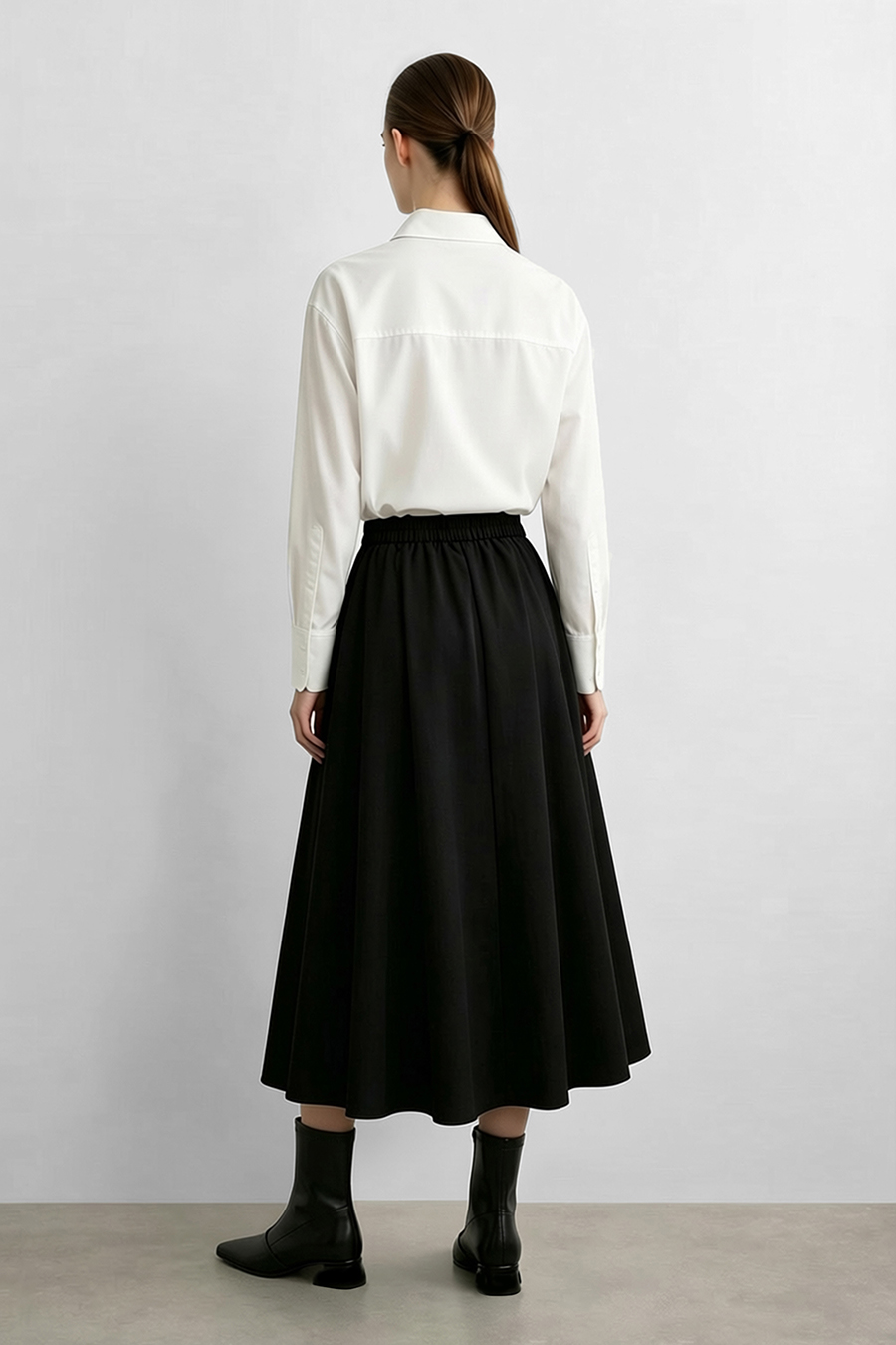 Cotton A-Line Midi Skirt | AMII