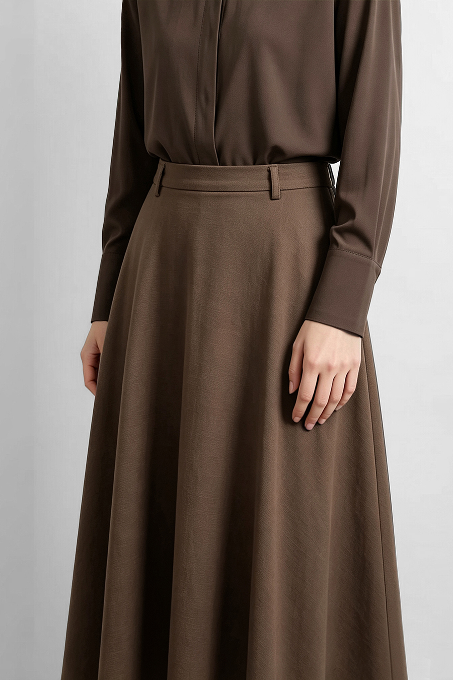 Cotton A-Line Midi Skirt | AMII