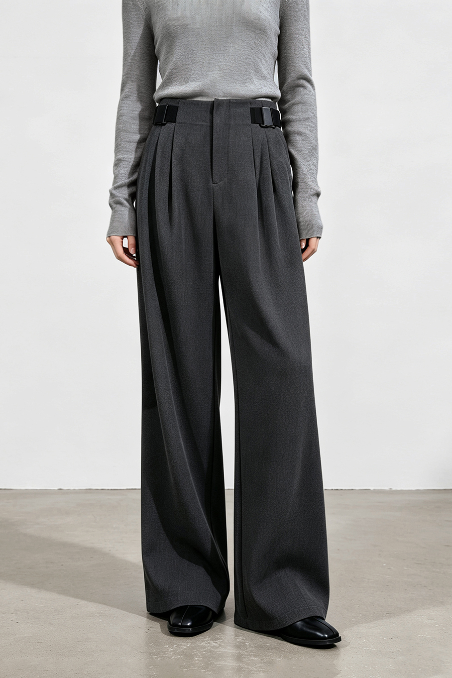 Buckle Belt Casual Long Pants | AMII