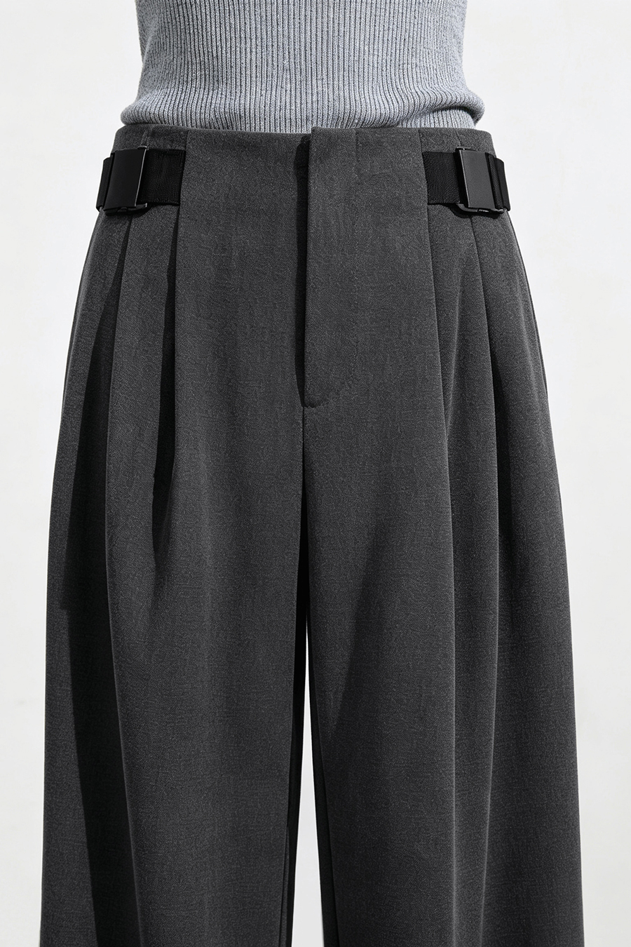 Buckle Belt Casual Long Pants | AMII