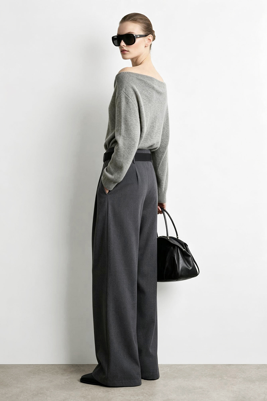 Buckle Belt Casual Long Pants | AMII