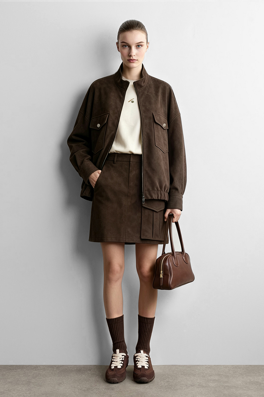 Eco Protein Leather Midi Skirt | AMII