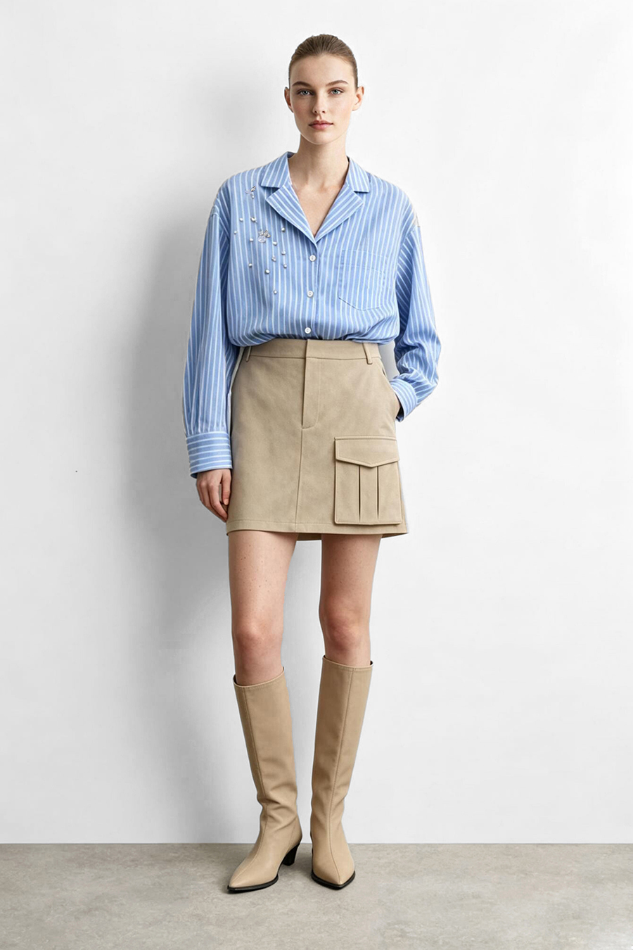 Eco Protein Leather Midi Skirt | AMII