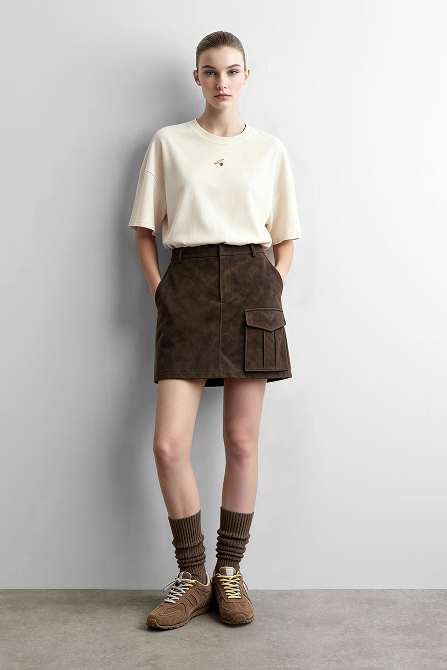 Eco Protein Leather Midi Skirt | AMII