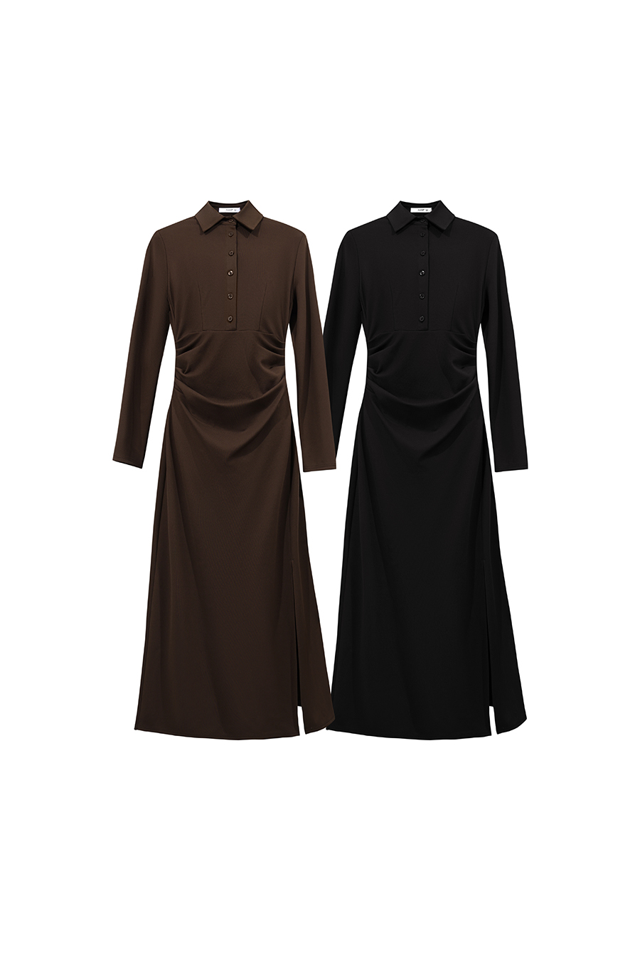 Lapel Half Placket Dress | AMII