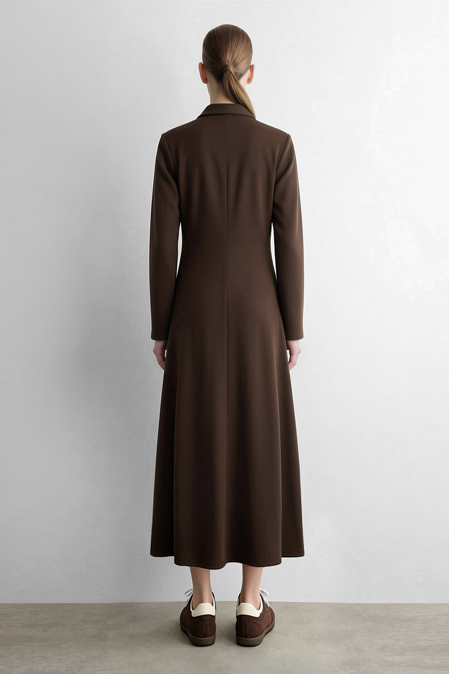 Lapel Half Placket Dress | AMII