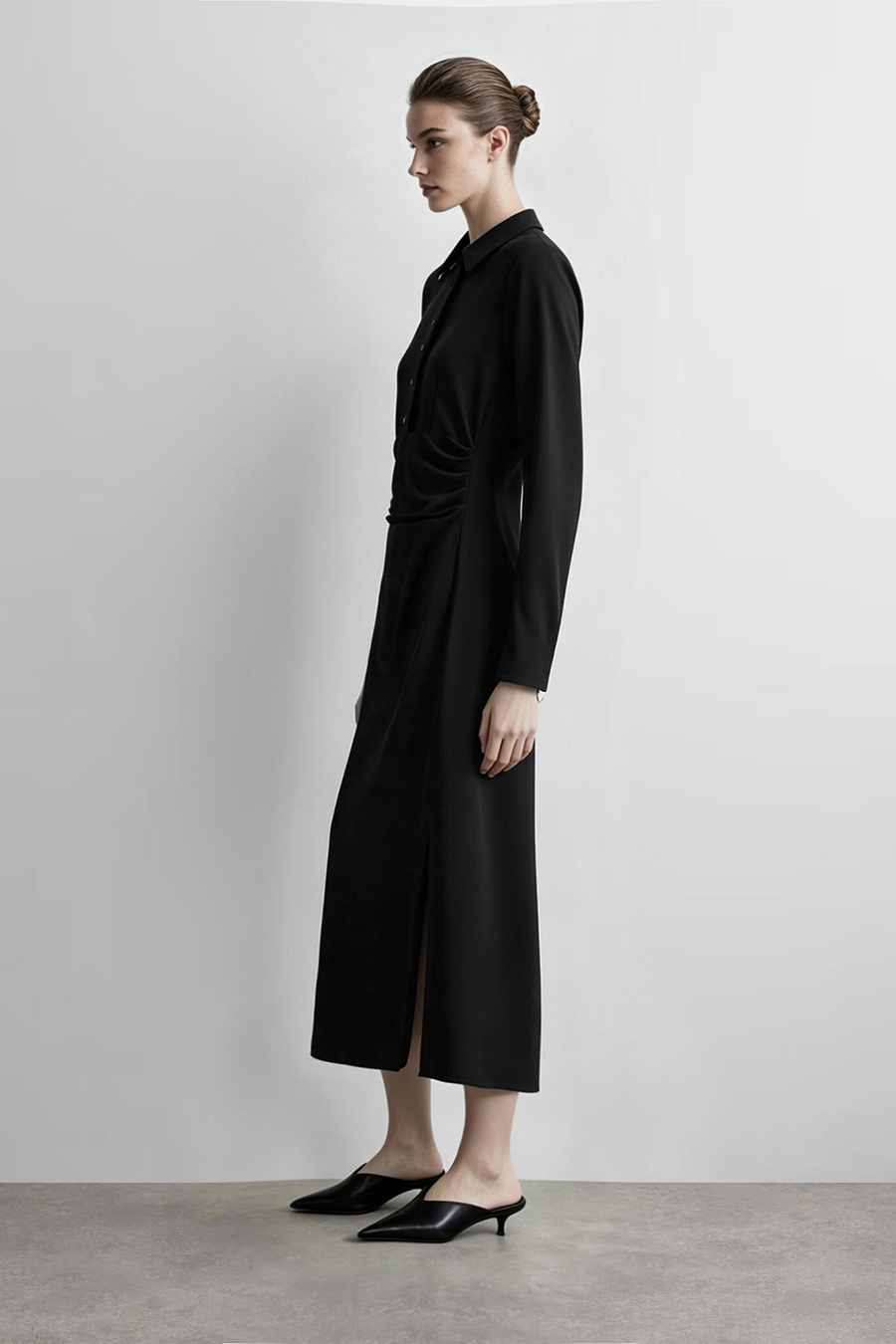 Lapel Half Placket Dress | AMII