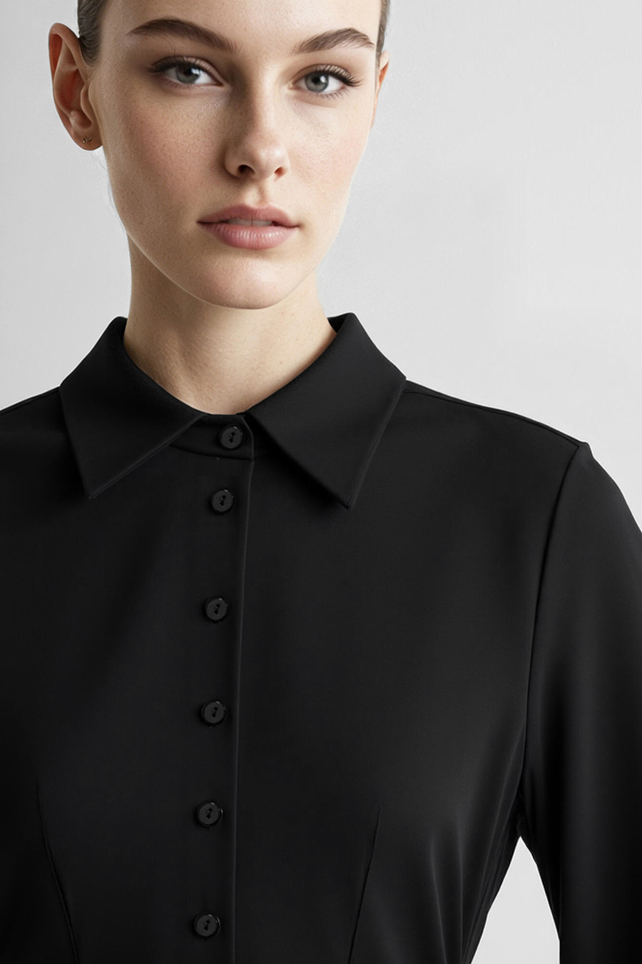 Lapel Half Placket Dress | AMII