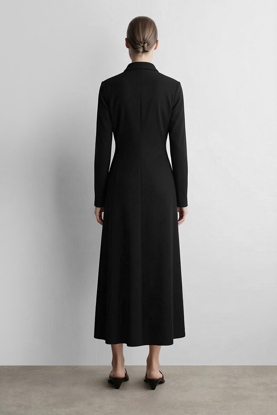 Lapel Half Placket Dress | AMII