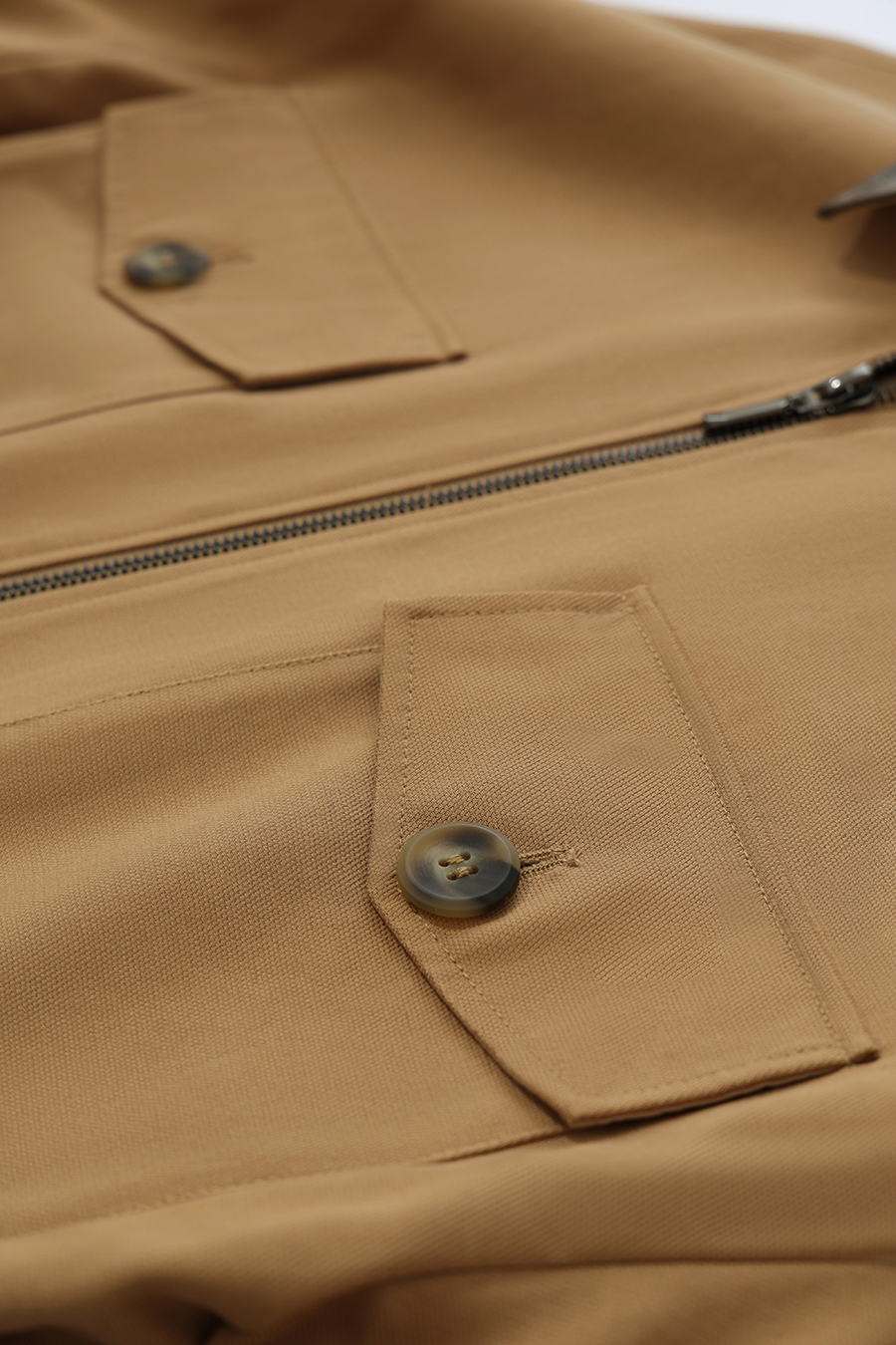 Contrast Leather Collar Zip Jacket | AMII