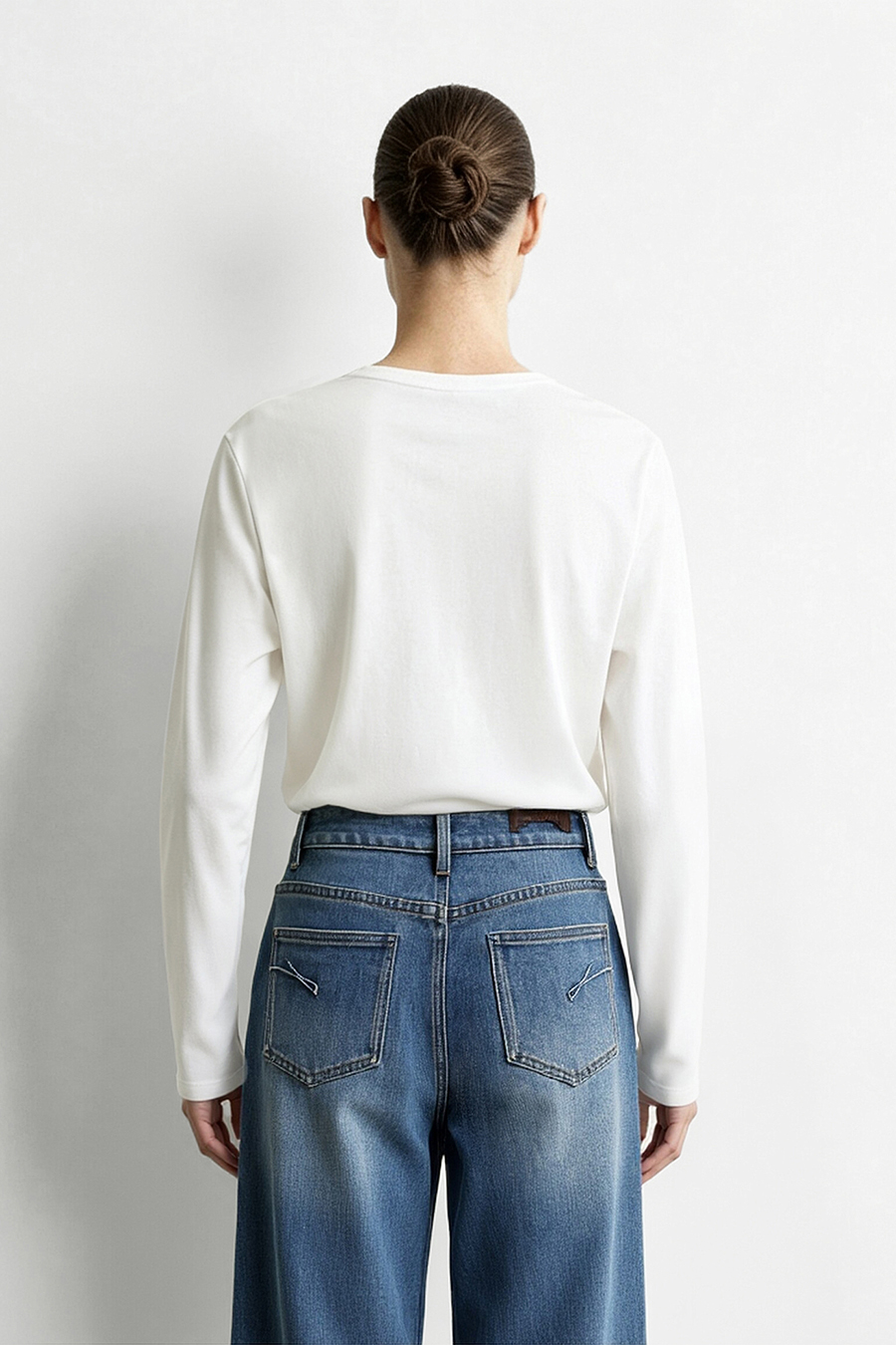 Half Placket Lace Spliced T-Shirt | AMII
