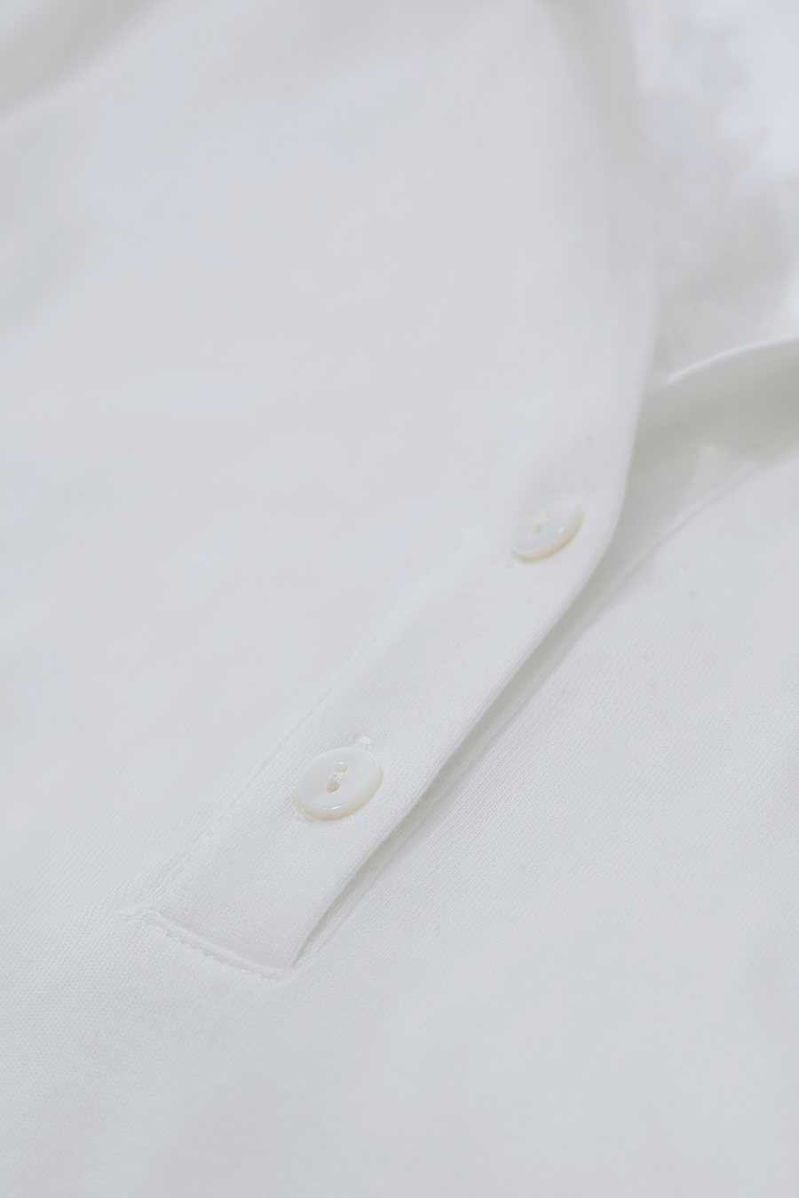 Half Placket Lace Spliced T-Shirt | AMII