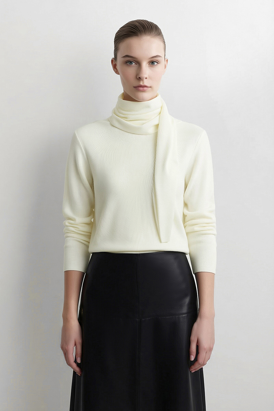 Multi-Way Scarf Collar Sweater | AMII