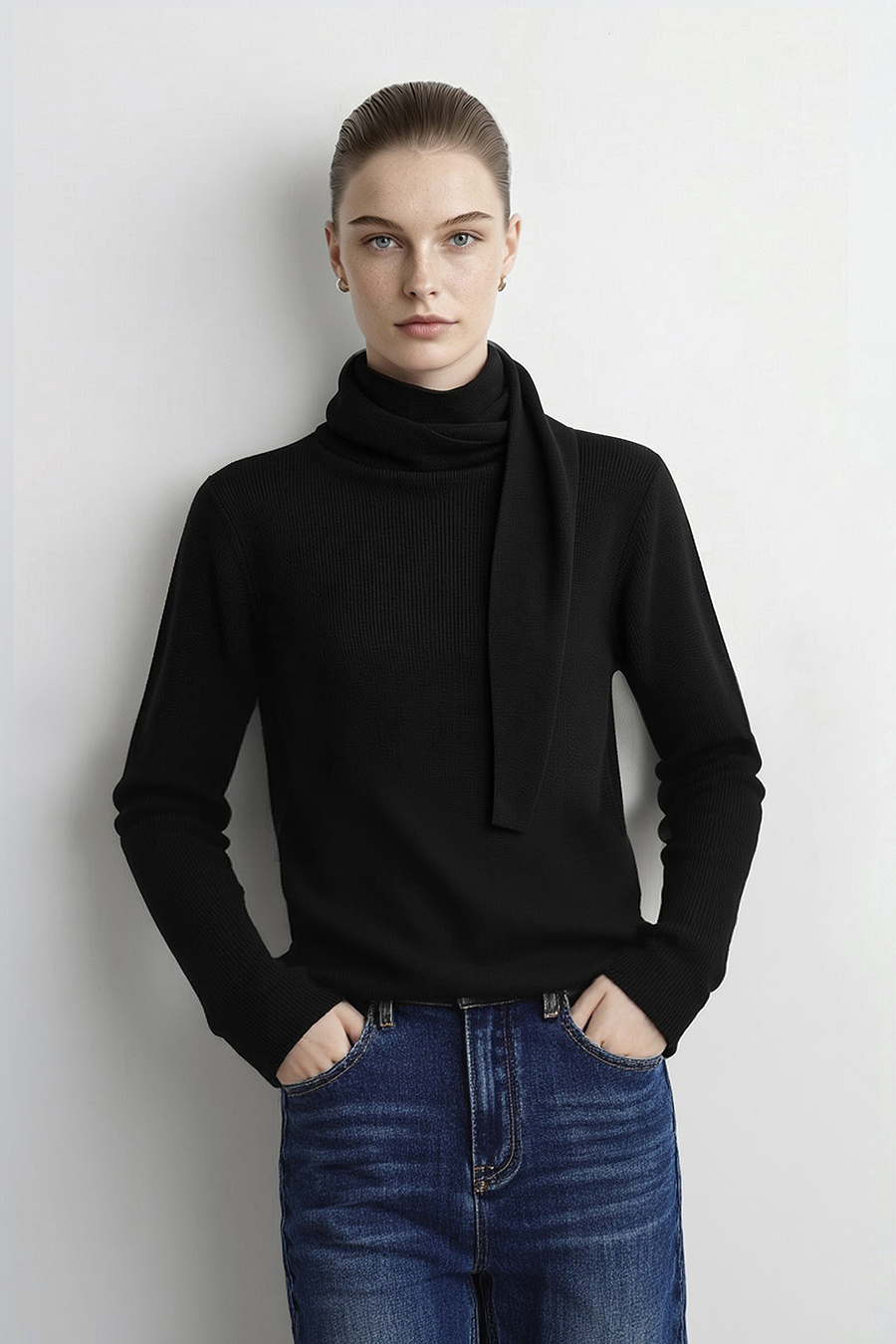 Multi-Way Scarf Collar Sweater | AMII
