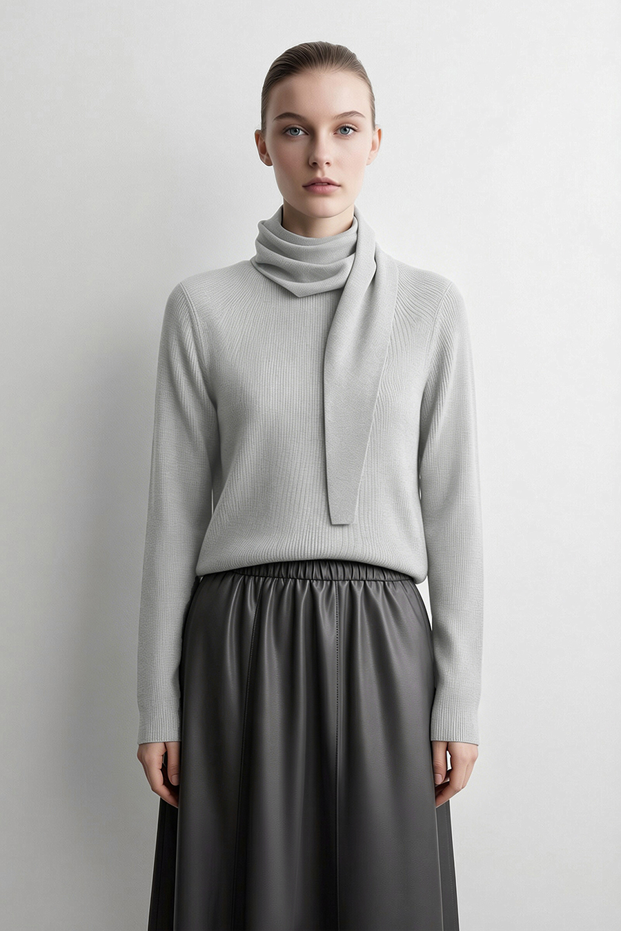 Multi-Way Scarf Collar Sweater | AMII