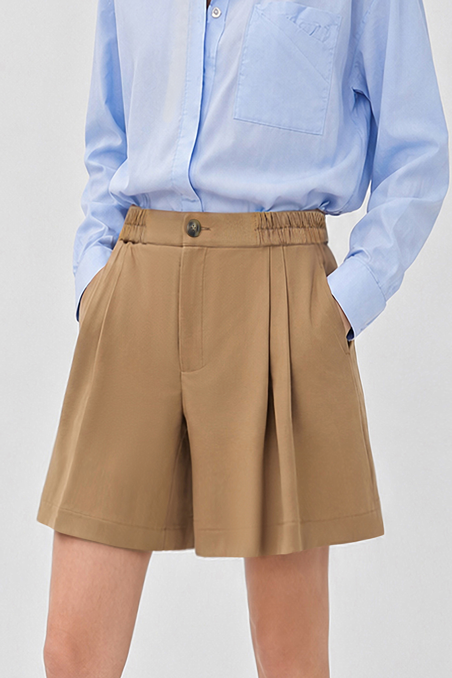 Ruched Wide Leg Casual Shorts | AMII