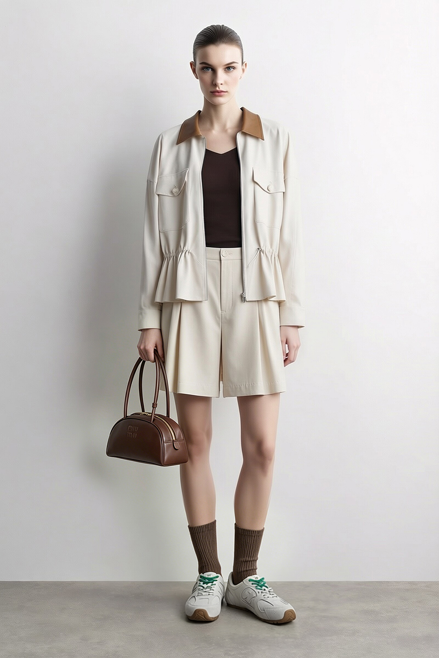 Ruched Wide Leg Casual Shorts | AMII