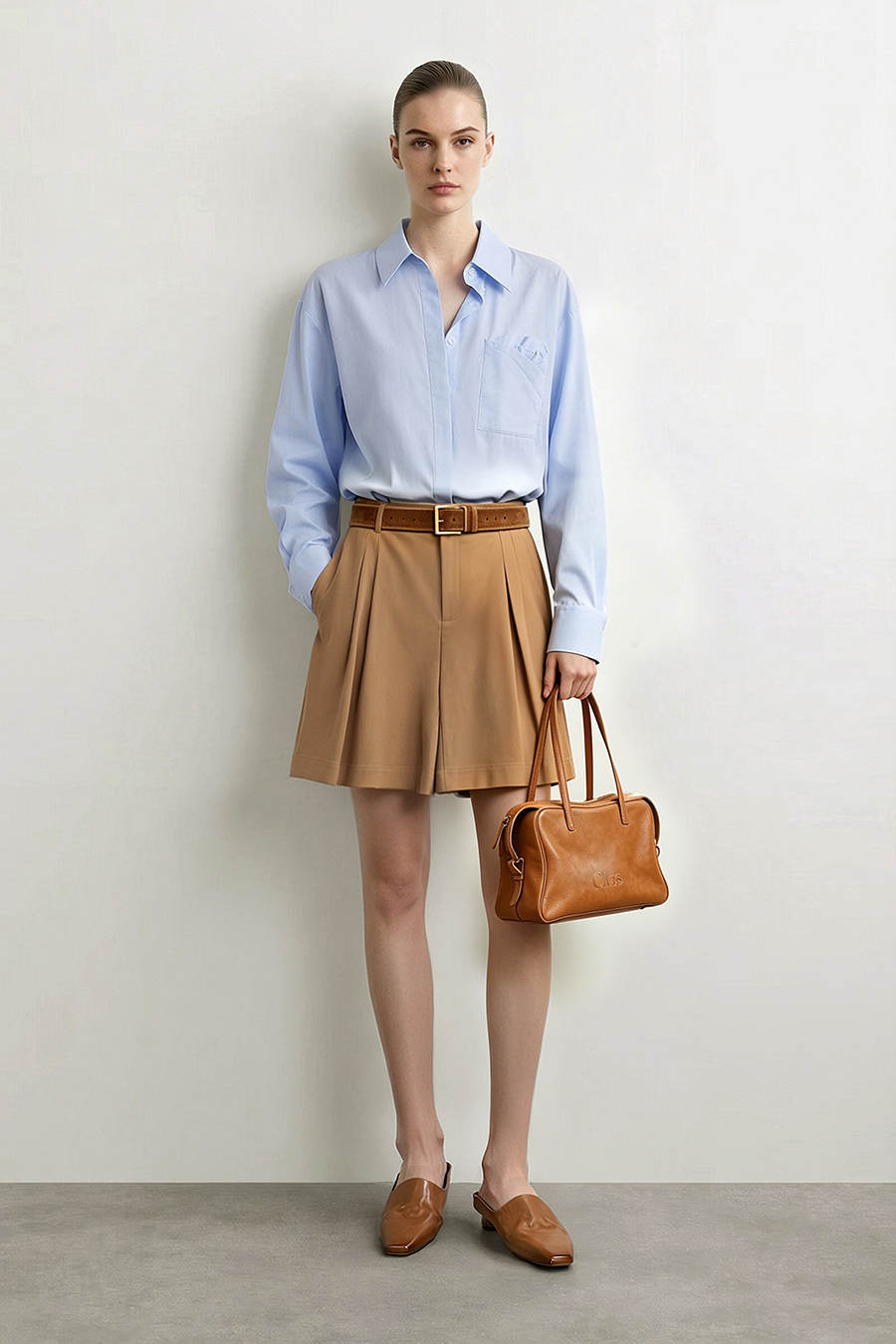Ruched Wide Leg Casual Shorts | AMII