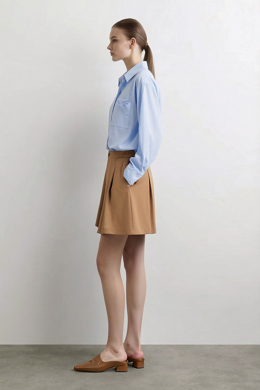 Ruched Wide Leg Casual Shorts | AMII