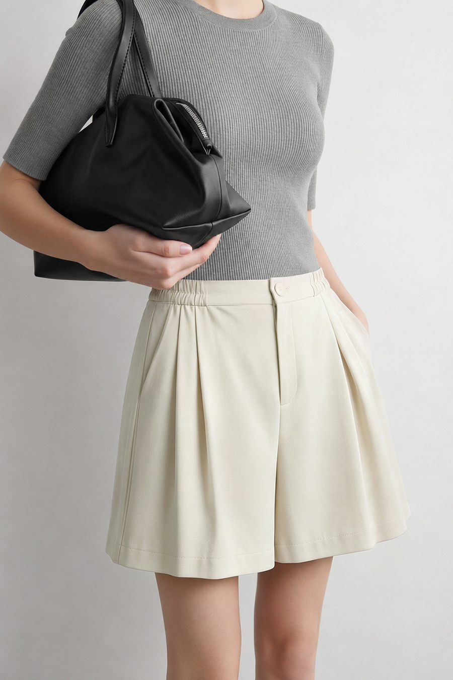 Ruched Wide Leg Casual Shorts | AMII