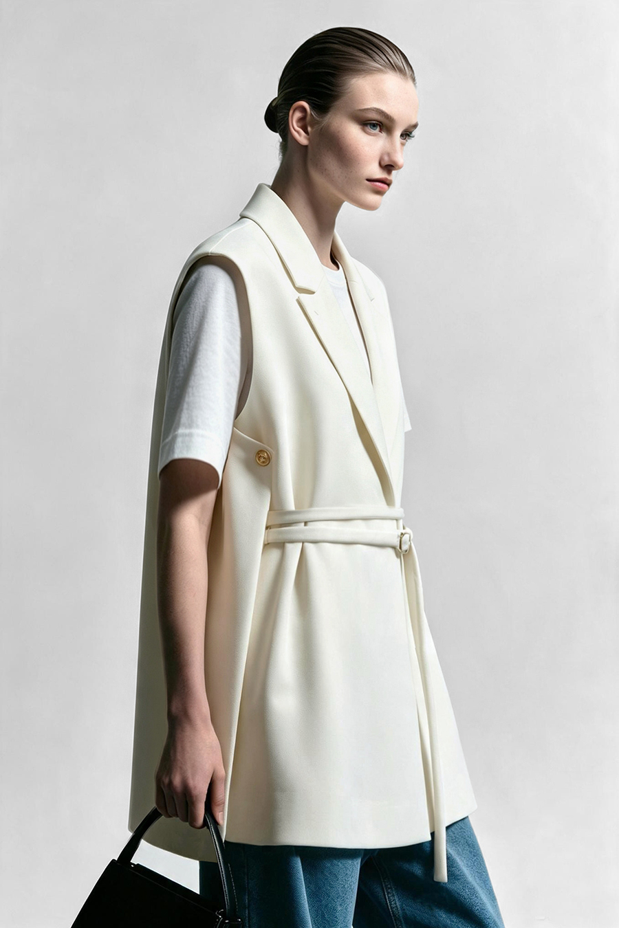 Belted Notch Lapel Vest|AMII