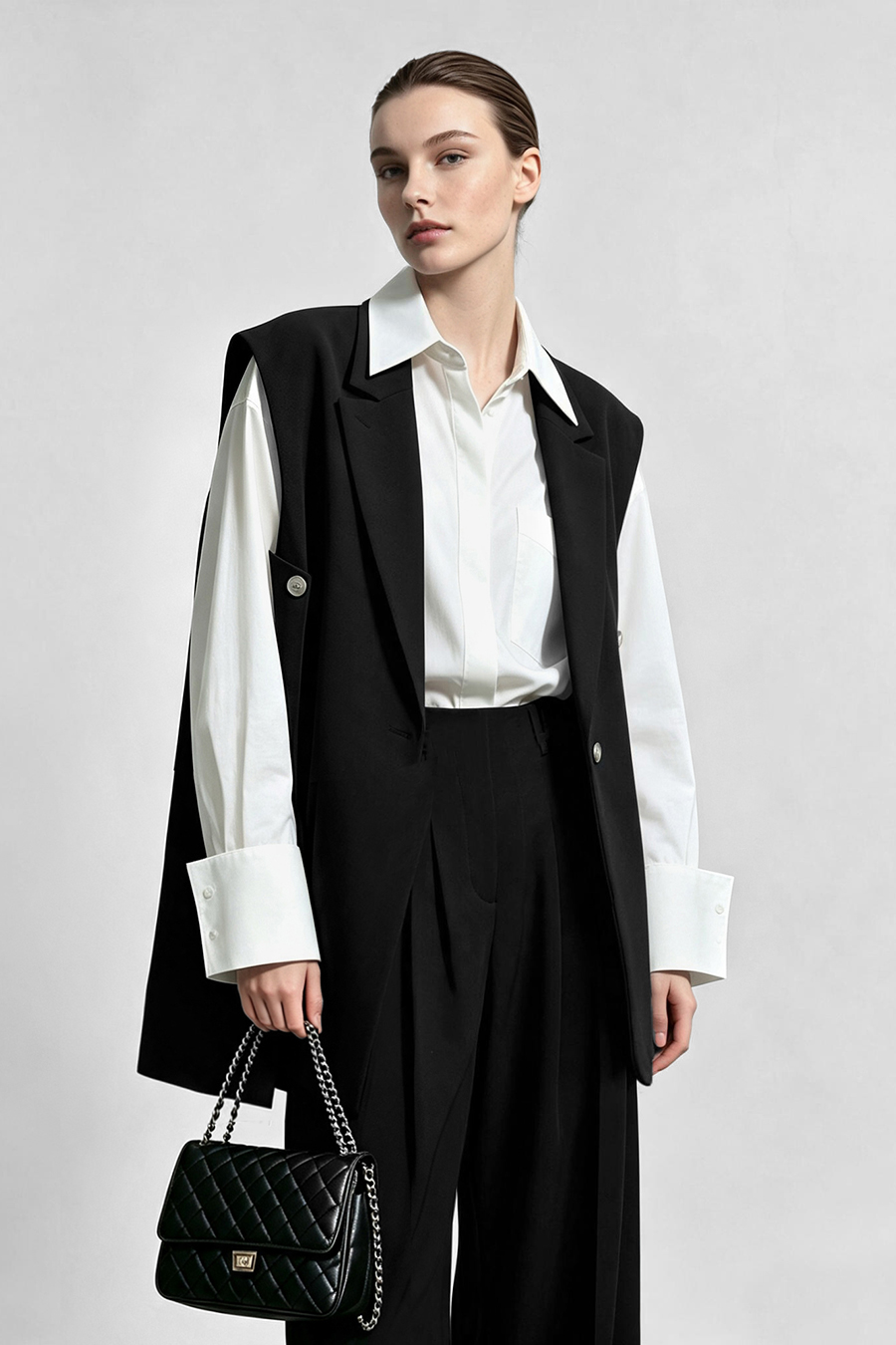Belted Notch Lapel Vest|AMII