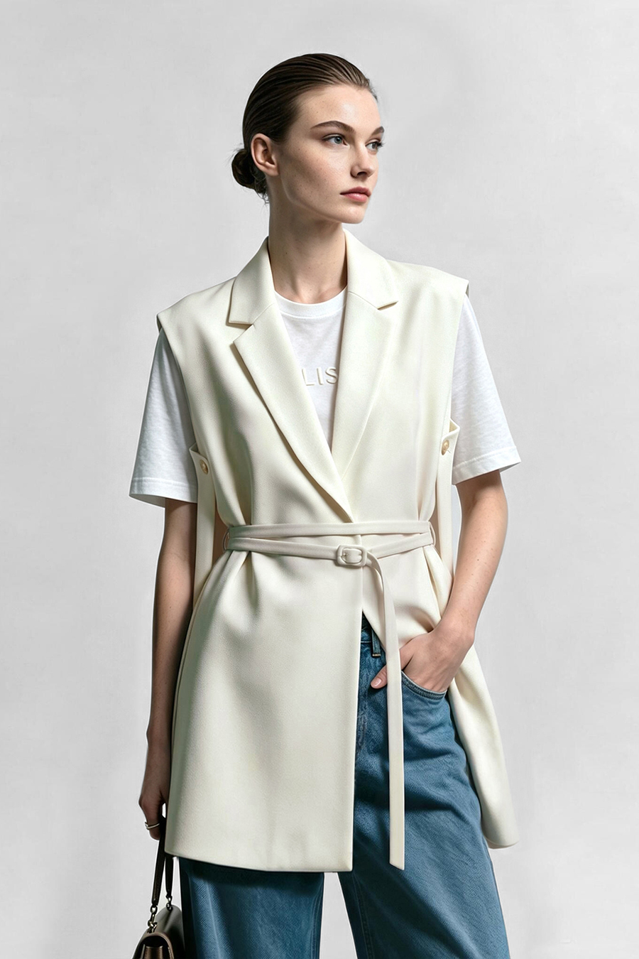 Belted Notch Lapel Vest|AMII