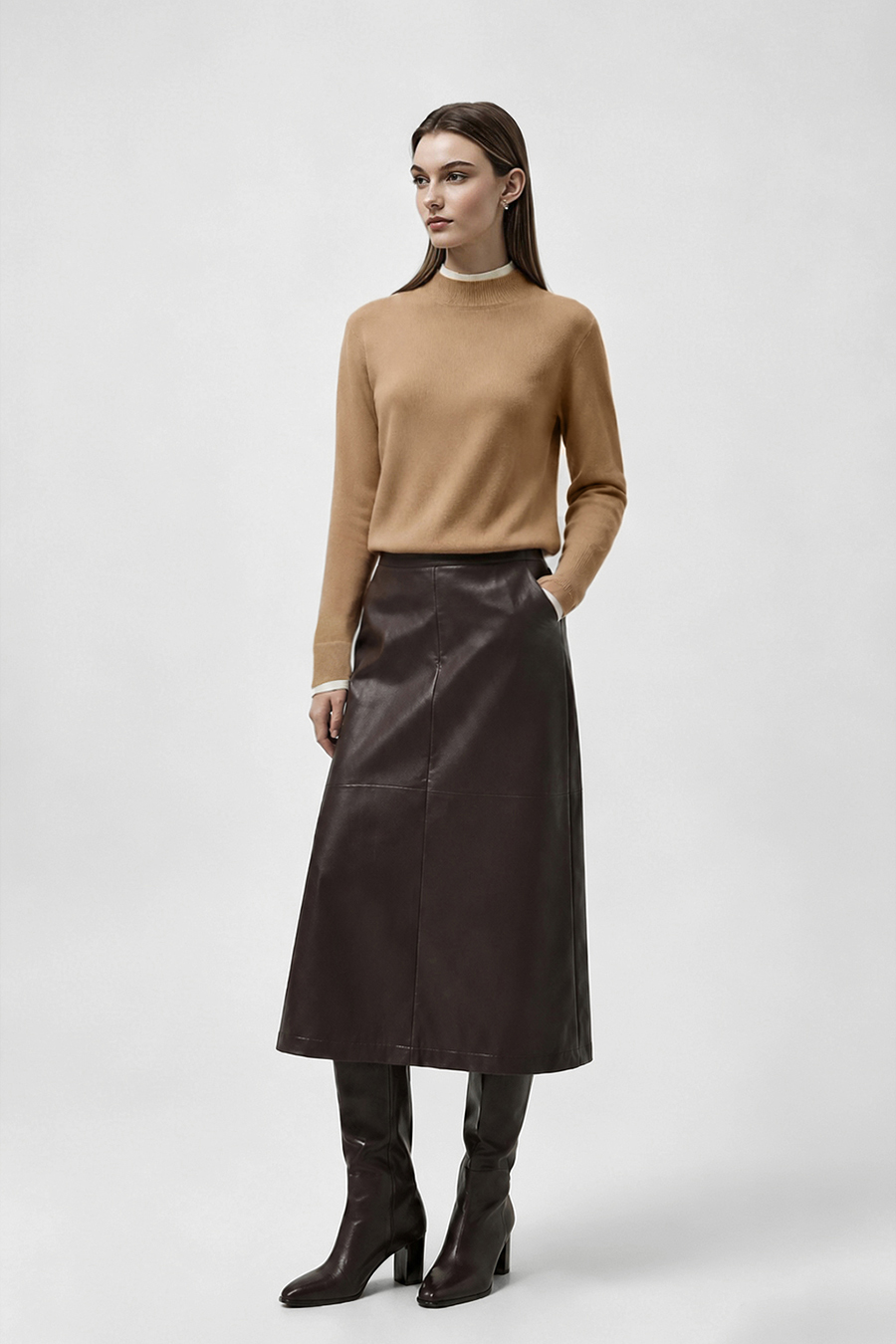 Faux-Layer Color-Block Sweater|AMII
