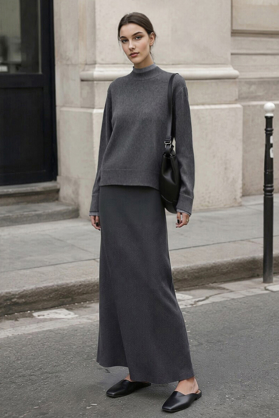 Faux-Layer Color-Block Sweater|AMII