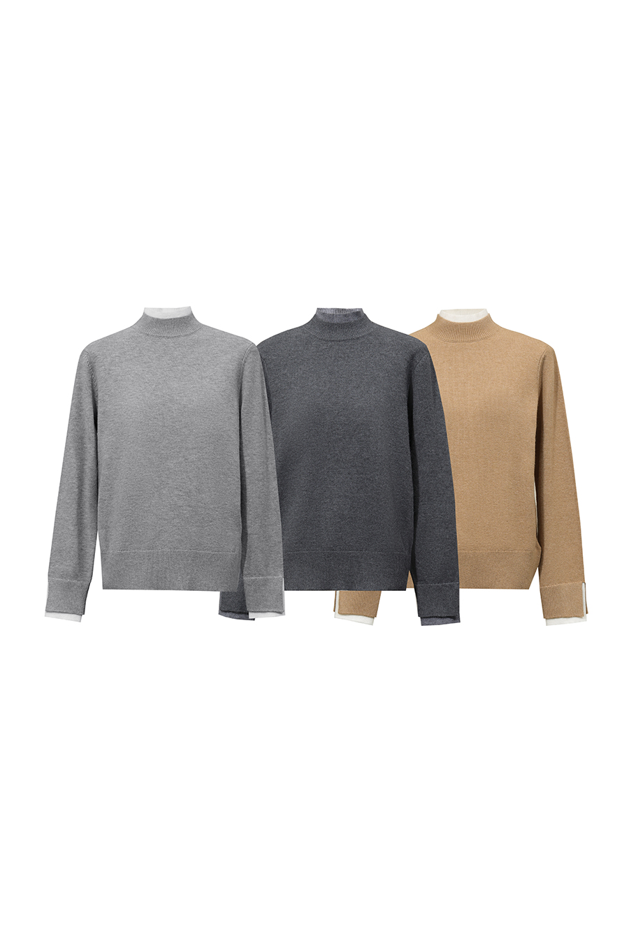Faux-Layer Color-Block Sweater|AMII