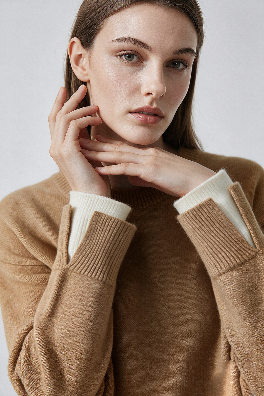 Faux-Layer Color-Block Sweater|AMII