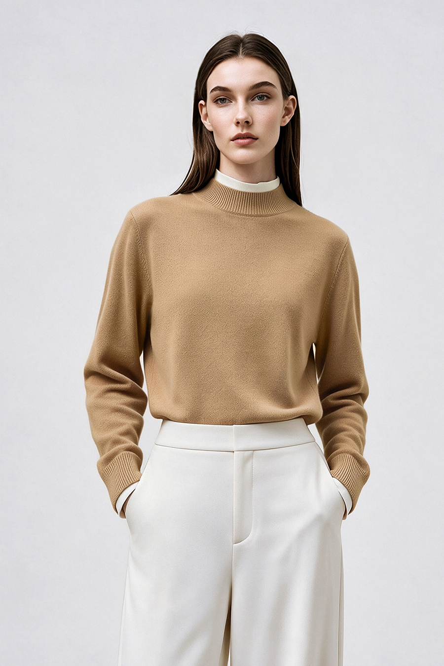 Faux-Layer Color-Block Sweater|AMII