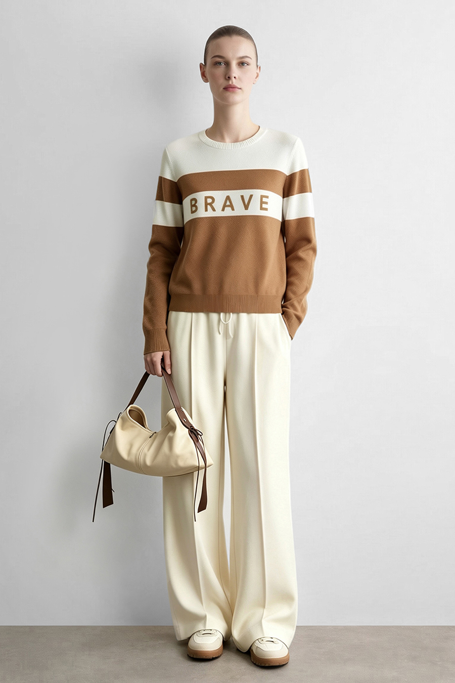 Letter Jacquard Contrast Sweater | AMII