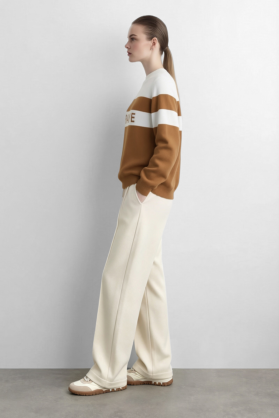 Letter Jacquard Contrast Sweater | AMII