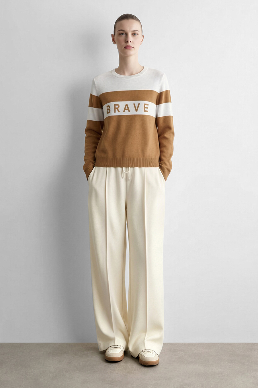 Letter Jacquard Contrast Sweater | AMII